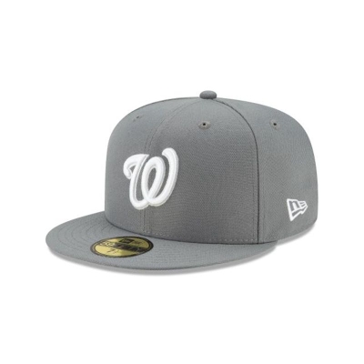 Grey Washington Nationals Hat - New Era MLB Floral Undervisor 59FIFTY Fitted Caps USA5219483